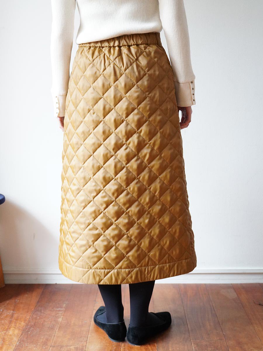 LIBERTY PRINTリバーシブルキルティングスカート/キャメル無地×Aubray Forest