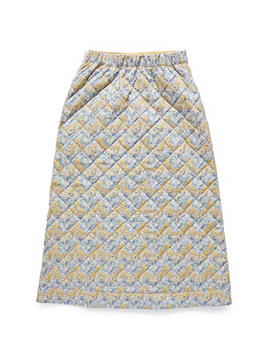 LIBERTY PRINTリバーシブルキルティングスカート/キャメル無地×Aubray Forest