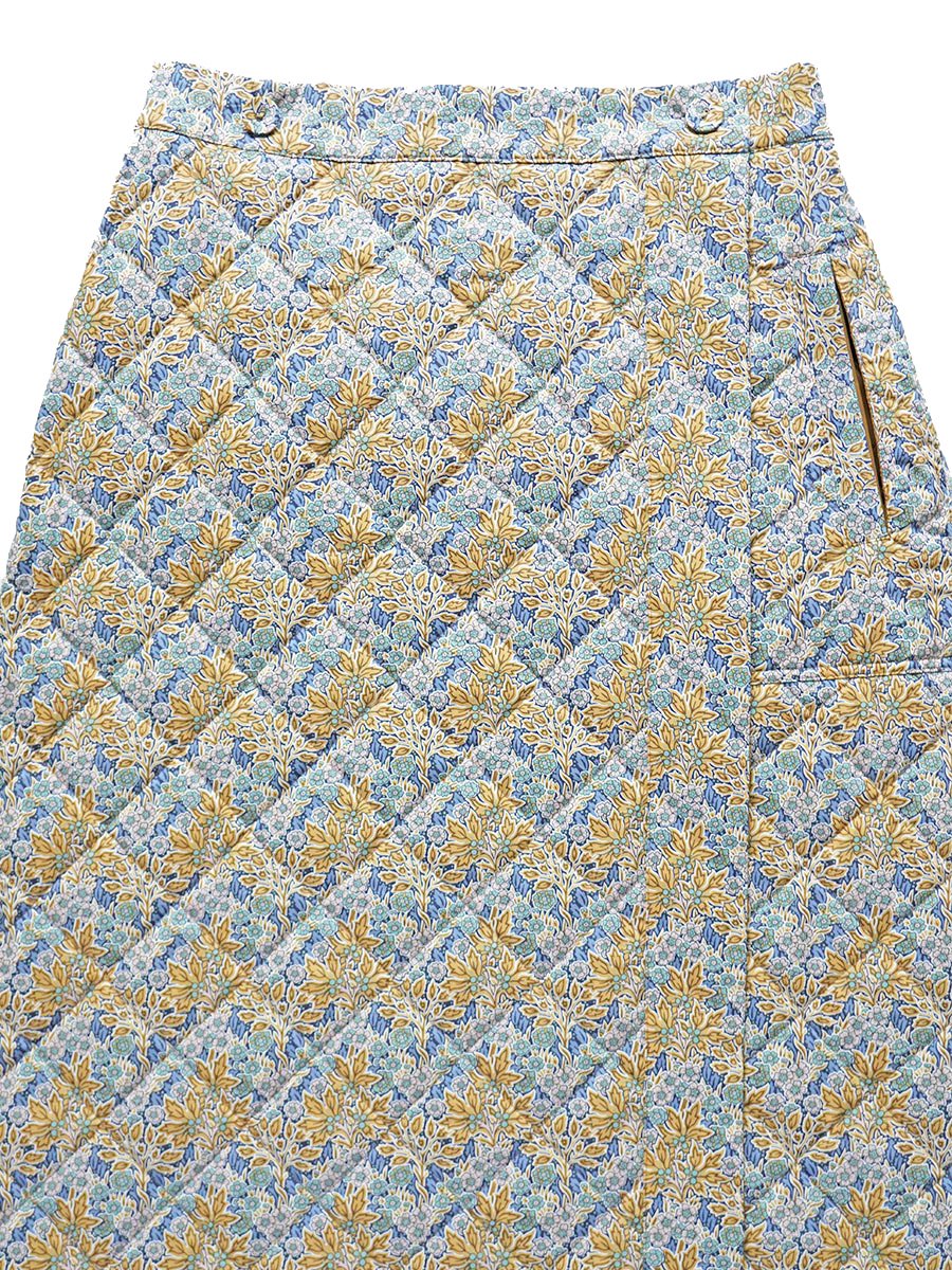 LIBERTY PRINTリバーシブルキルティングスカート/キャメル無地×Aubray Forest