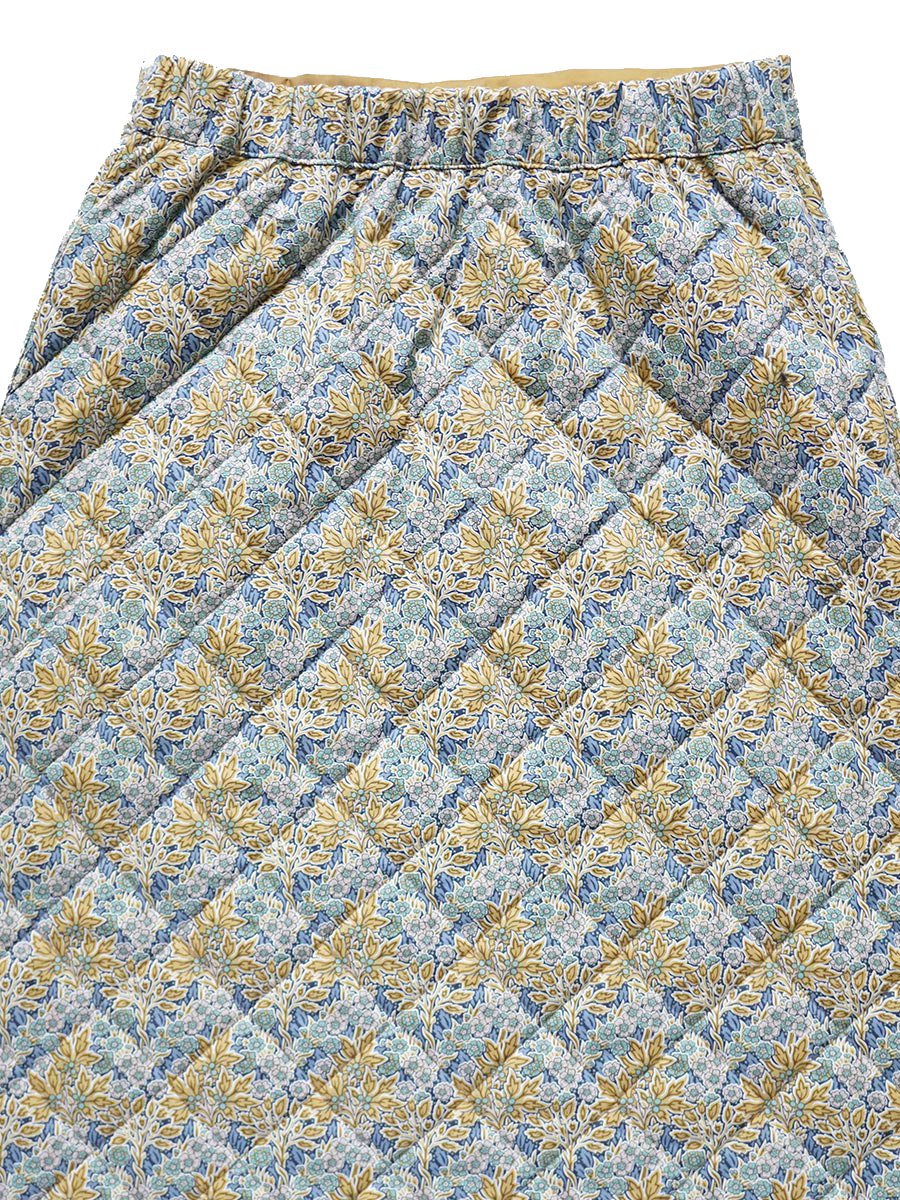 LIBERTY PRINTリバーシブルキルティングスカート/キャメル無地×Aubray Forest