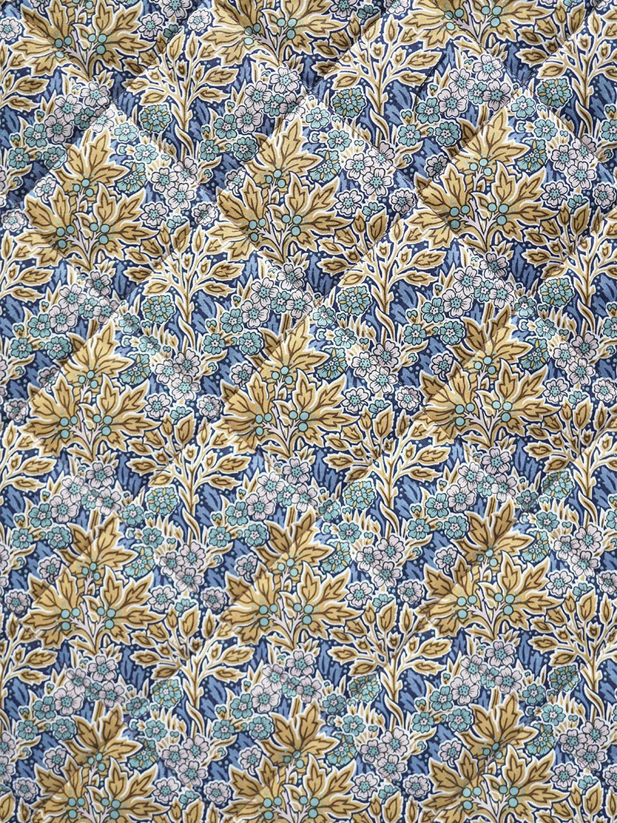 LIBERTY PRINTリバーシブルキルティングスカート/キャメル無地×Aubray Forest