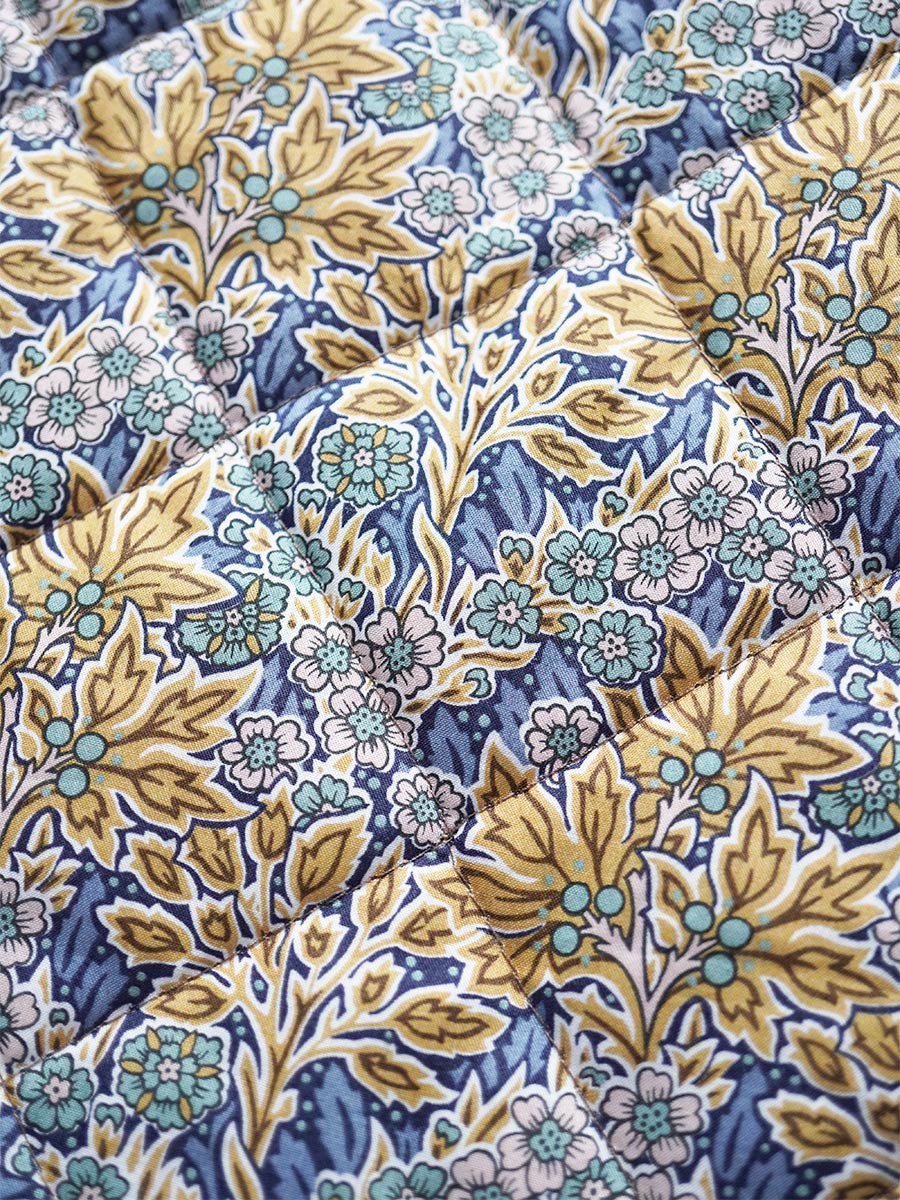 LIBERTY PRINTリバーシブルキルティングスカート/キャメル無地×Aubray Forest