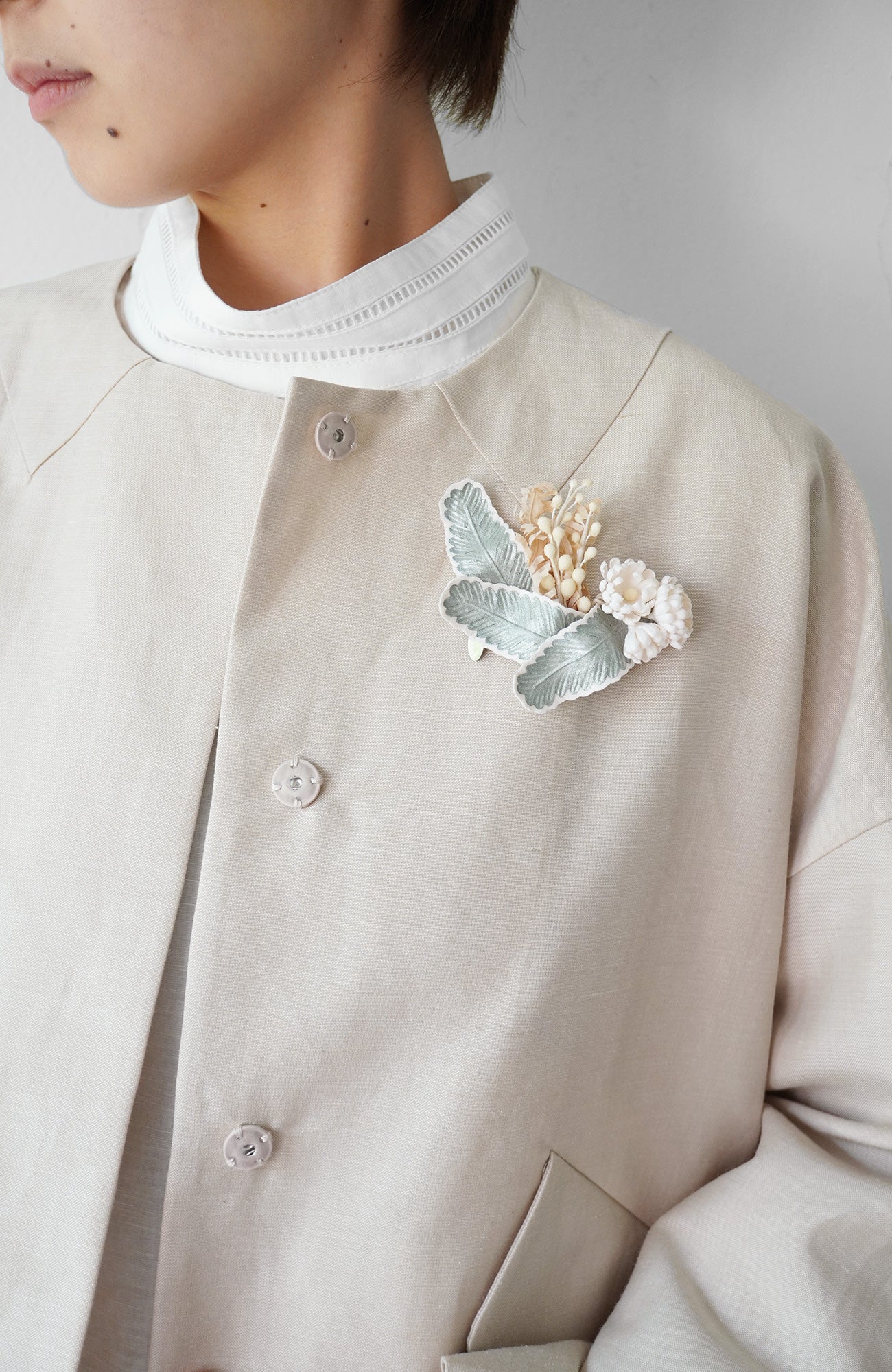 "Porter des boutons×アトリエ染花"花と葉のコサージュ(2BUY10%OFF対象)