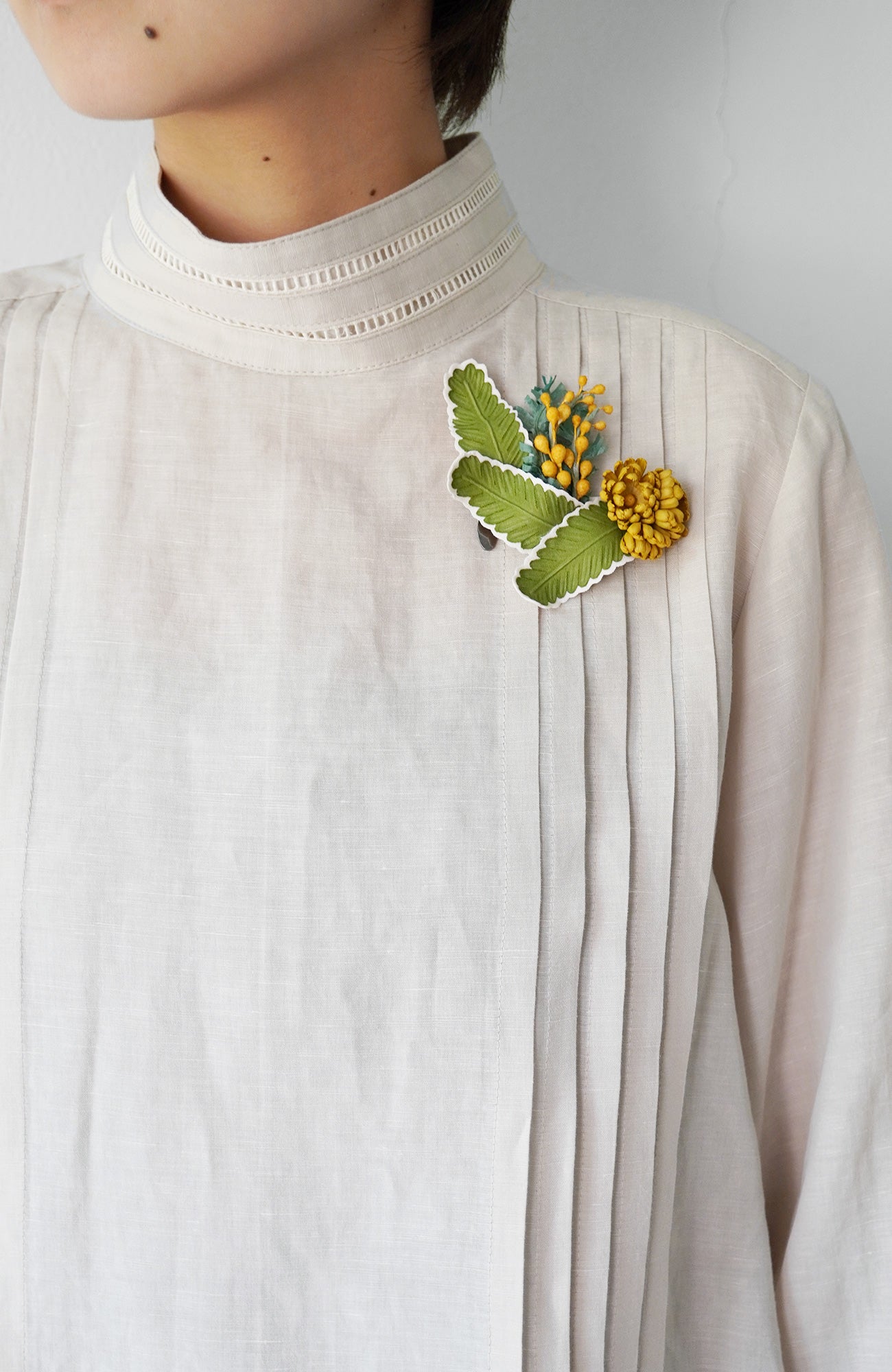 "Porter des boutons×アトリエ染花"花と葉のコサージュ(2BUY10%OFF対象)